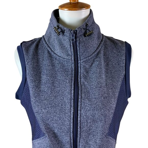 Lorna Jane Angelique Navy Heathered Athletic Zip Front Sleeveless Vest Medium - Picture 3 of 6